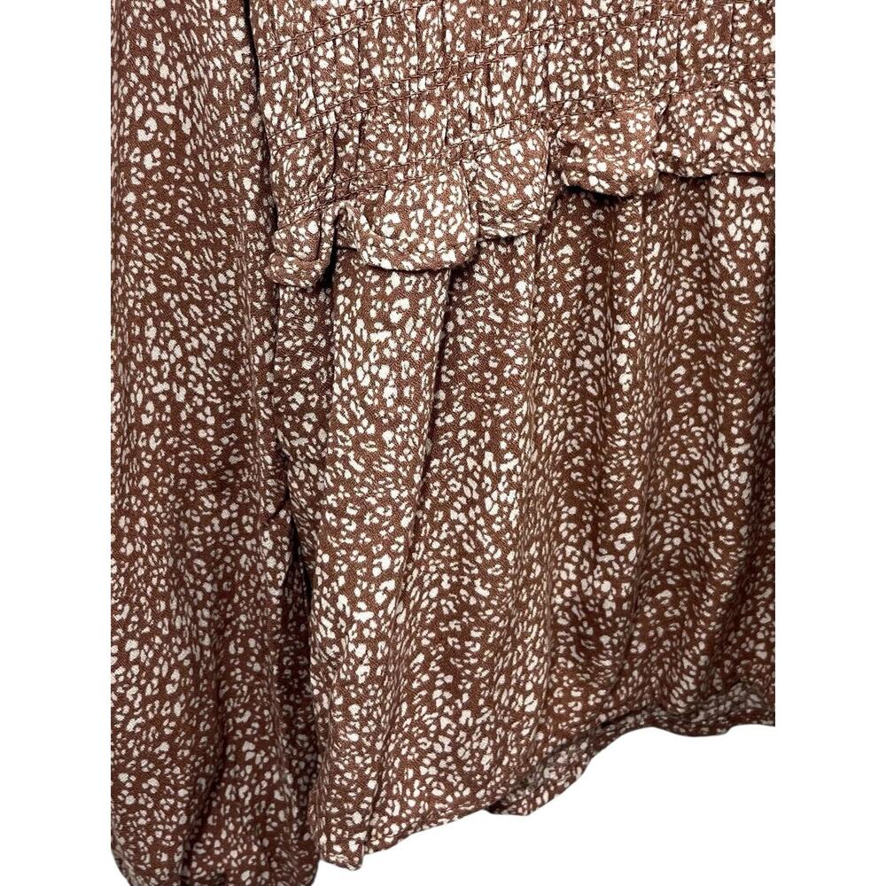 Babydoll Top Women's Brown Floral Smocked Y2K Urban Romantics Small Romantic - Picture 5 of 9